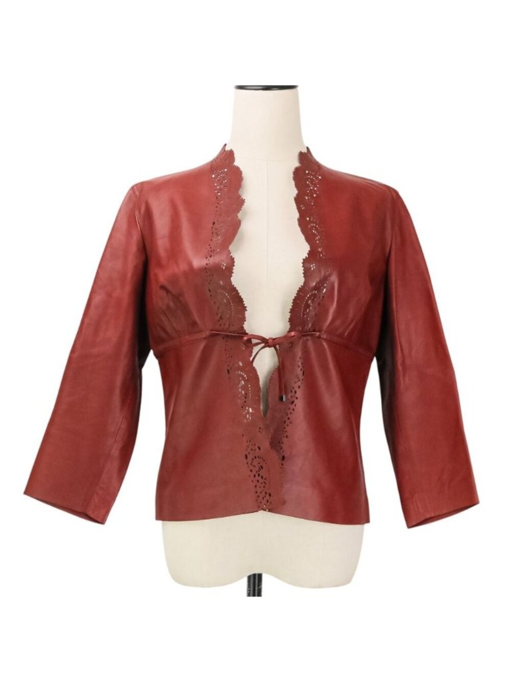 Gucci Tom Ford Era Cut Work Leather Jacket Red
